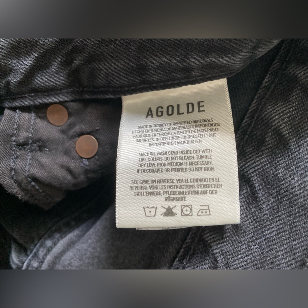 Agolde 90’s Jean Dark Denim Size 24 Distressed Button Fly 100% Cotton - Picture 7 of 8